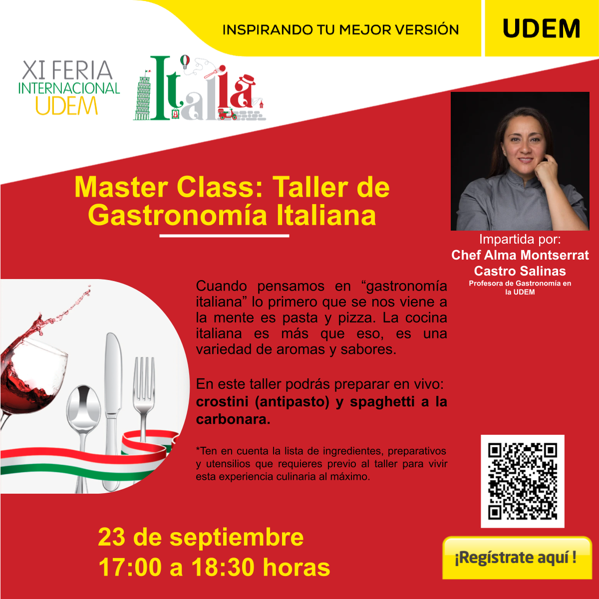  Master Class: Taller de Gastronomía Italiana