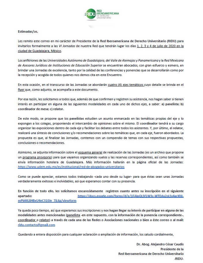 invitación RIDU 2020
